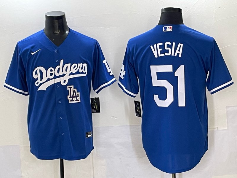 Men Los Angeles Dodgers #51 Vesia Blue Nike MLB 2025 Jersey style 08